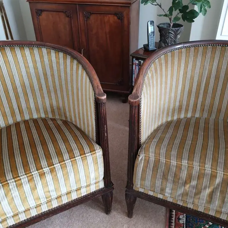 Before cleaning and after - antique tub chairs