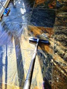 Recovering slurry - stone floor cleaning